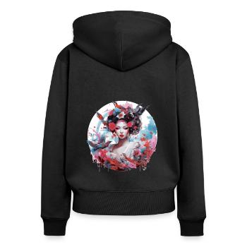 Geisha of Japan - Women's Premium Organic Zip Hoodie - black - Back - Julia (174cm)