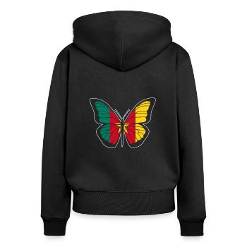Cameroun - Sweat à capuche zippé Premium bio Femme - noir - Dos - Julia (174cm)