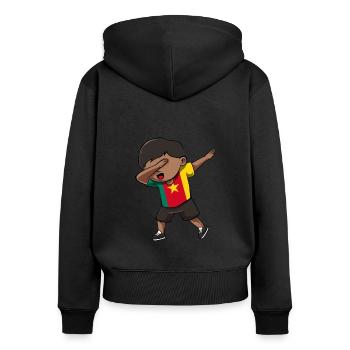 Cameroun - Sweat à capuche zippé Premium bio Femme - noir - Dos - Julia (174cm)