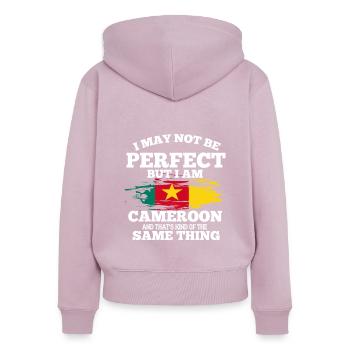 Cameroun - Sweat à capuche zippé Premium bio Femme - rose poudré - Dos - Julia (174cm)