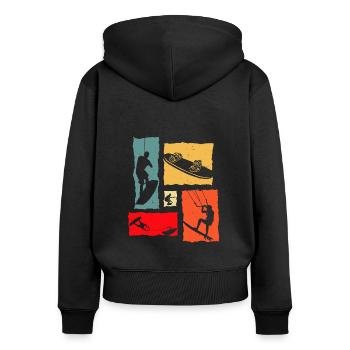 Wakeboard Retro - Frauen Premium Bio Zip Hoodie - Schwarz - Hinten - Julia (174cm)