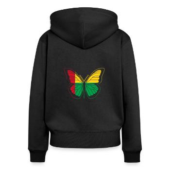 Guinée-Bissau - Sweat à capuche zippé Premium bio Femme - noir - Dos - Julia (174cm)