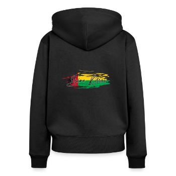 Guinée-Bissau - Sweat à capuche zippé Premium bio Femme - noir - Dos - Julia (174cm)