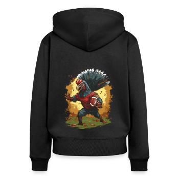 Thanksgiving Turkey Quarterback Touchdown - Frauen Premium Bio Zip Hoodie - Schwarz - Hinten - Julia (174cm)