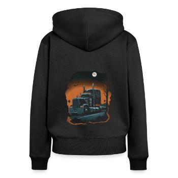 Semi-remorque effrayante d’Halloween pour camion - Sweat à capuche zippé Premium bio Femme - noir - Dos - Julia (174cm)