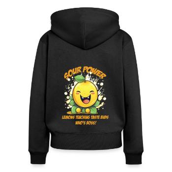 Funny Sour rend drôle citron vert - Sweat à capuche zippé Premium bio Femme - noir - Dos - Julia (174cm)