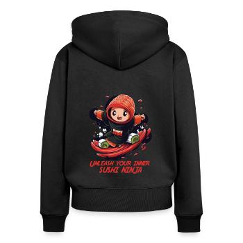 sushi Ninja Sushirolle Asia food - Frauen Premium Bio Zip Hoodie - Schwarz - Hinten - Julia (174cm)