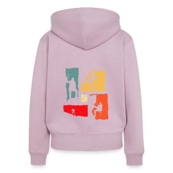 Climber Retro Climbing - Frauen Premium Bio Zip Hoodie - Altrosa - Hinten - Julia (174cm)