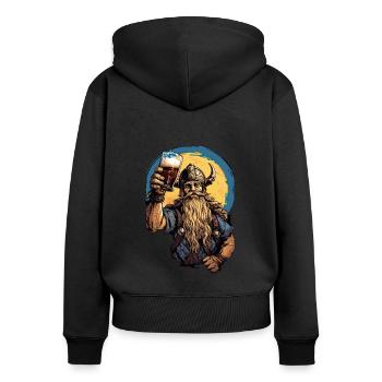 Beer And Valhalla Wikinger - Frauen Premium Bio Zip Hoodie - Schwarz - Hinten - Julia (174cm)