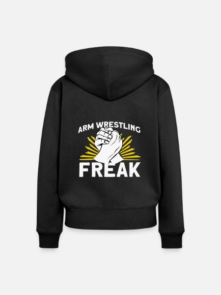 Armdrücken - Frauen Premium Bio Zip Hoodie - Schwarz