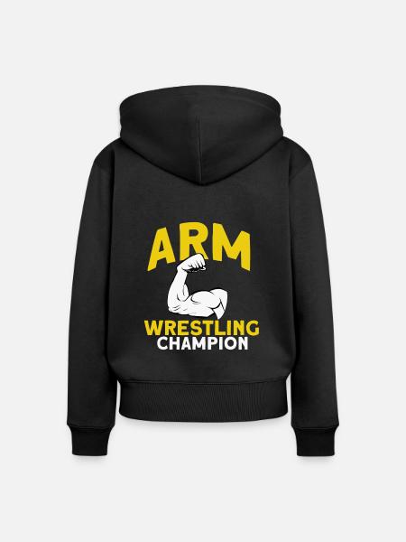 Armdrücken - Frauen Premium Bio Zip Hoodie - Schwarz