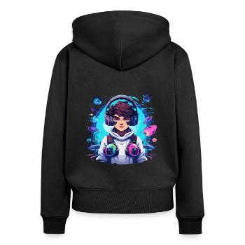 Le jeu est ma vie - Sweat à capuche zippé Premium bio Femme - noir - Dos - Julia (174cm)