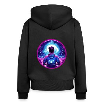 Le jeu est ma vie - Sweat à capuche zippé Premium bio Femme - noir - Dos - Julia (174cm)