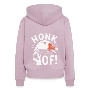 Honk Off – Gänse Meme - Frauen Premium Bio Zip Hoodie - Altrosa - Hinten - Julia (174cm)