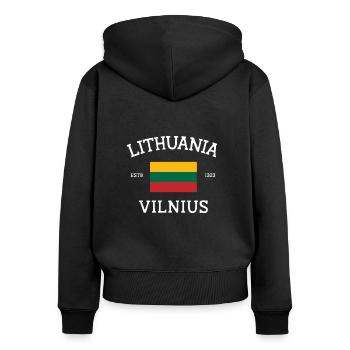 Lithuania - Women's Premium Organic Zip Hoodie - black - Back - Julia (174cm)