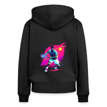 Tennis - Frauen Premium Bio Zip Hoodie - Schwarz - Hinten - Julia (174cm)