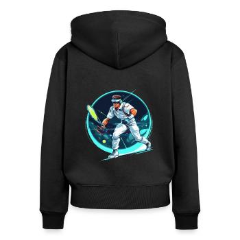 Tennis - Frauen Premium Bio Zip Hoodie - Schwarz - Hinten - Julia (174cm)