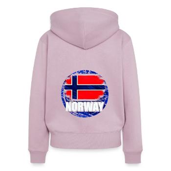 Norvège - Sweat à capuche zippé Premium bio Femme - rose poudré - Dos - Julia (174cm)
