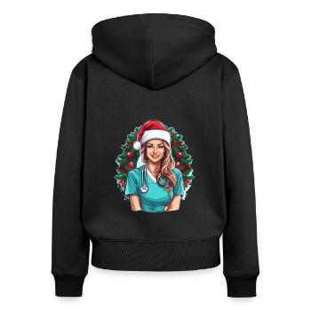 Frohe Weihnachten Krankenschwester - Frauen Premium Bio Zip Hoodie - Schwarz - Hinten - Julia (174cm)