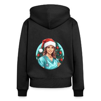 Frohe Weihnachten Krankenschwester - Frauen Premium Bio Zip Hoodie - Schwarz - Hinten - Julia (174cm)