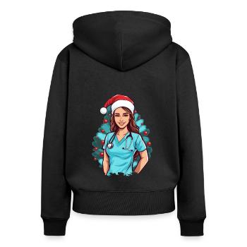 Frohe Weihnachten Krankenschwester - Frauen Premium Bio Zip Hoodie - Schwarz - Hinten - Julia (174cm)