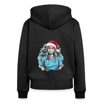 Frohe Weihnachten Krankenschwester - Frauen Premium Bio Zip Hoodie - Schwarz - Hinten - Julia (174cm)