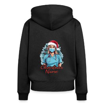 Frohe Weihnachten Krankenschwester - Frauen Premium Bio Zip Hoodie - Schwarz - Hinten - Julia (174cm)