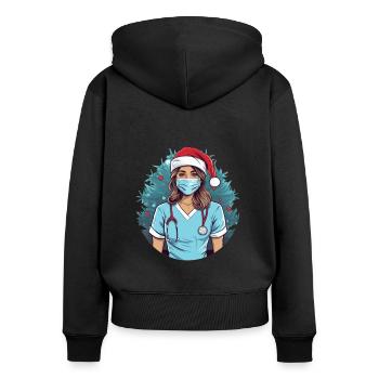 Frohe Weihnachten Krankenschwester - Frauen Premium Bio Zip Hoodie - Schwarz - Hinten - Julia (174cm)