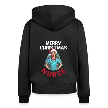 Frohe Weihnachten Krankenschwester - Frauen Premium Bio Zip Hoodie - Schwarz - Hinten - Julia (174cm)
