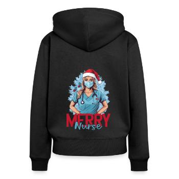 Frohe Weihnachten Krankenschwester - Frauen Premium Bio Zip Hoodie - Schwarz - Hinten - Julia (174cm)