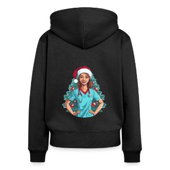 Frohe Weihnachten Krankenschwester - Frauen Premium Bio Zip Hoodie - Schwarz - Hinten - Julia (174cm)