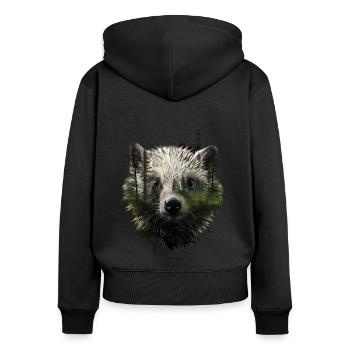 Porc-épic - Sweat à capuche zippé Premium bio Femme - noir - Dos - Julia (174cm)