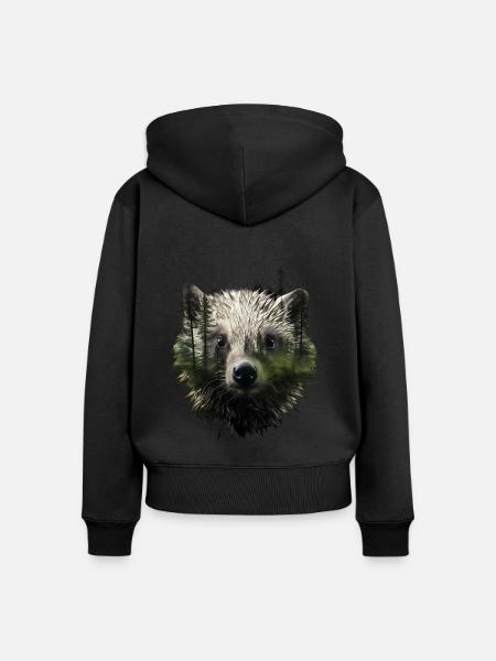 Stachelschwein - Frauen Premium Bio Zip Hoodie - Schwarz