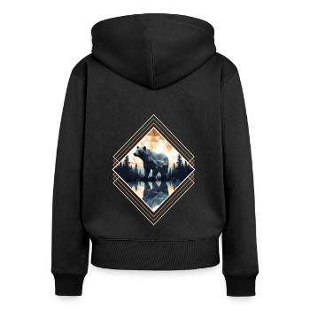 Abstrakter Bär in den Bergen - Frauen Premium Bio Zip Hoodie - Schwarz - Hinten - Julia (174cm)