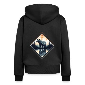 Abstrakter Bär in den Bergen - Frauen Premium Bio Zip Hoodie - Schwarz - Hinten - Julia (174cm)