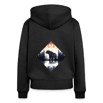 Abstrakter Bär in den Bergen - Frauen Premium Bio Zip Hoodie - Schwarz - Hinten - Julia (174cm)