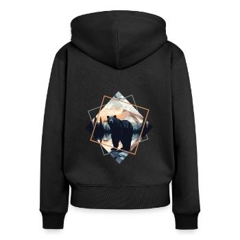 Abstrakter Bär in den Bergen - Frauen Premium Bio Zip Hoodie - Schwarz - Hinten - Julia (174cm)