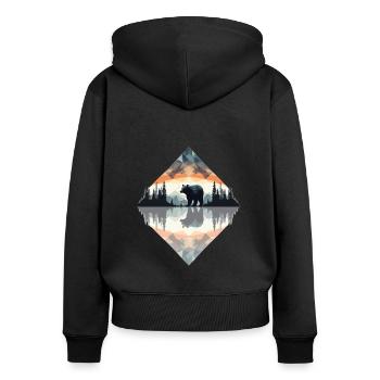 Ours abstrait dans les montagnes - Sweat à capuche zippé Premium bio Femme - noir - Dos - Julia (174cm)