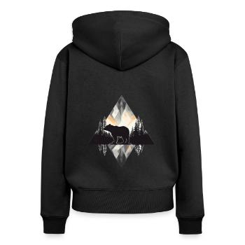 Abstrakter Bär in den Bergen - Frauen Premium Bio Zip Hoodie - Schwarz - Hinten - Julia (174cm)