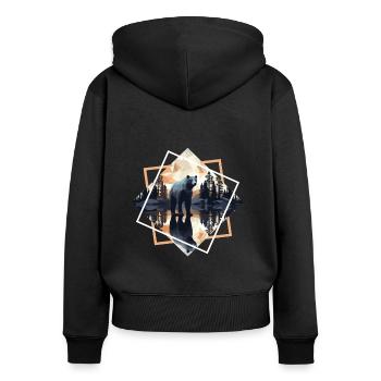 Abstrakter Bär in den Bergen - Frauen Premium Bio Zip Hoodie - Schwarz - Hinten - Julia (174cm)