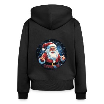 Lustiger Weihnachtsmann zu Weihnachten - Frauen Premium Bio Zip Hoodie - Schwarz - Hinten - Julia (174cm)