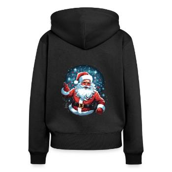 Lustiger Weihnachtsmann zu Weihnachten - Frauen Premium Bio Zip Hoodie - Schwarz - Hinten - Julia (174cm)