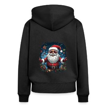 Lustiger Weihnachtsmann zu Weihnachten - Frauen Premium Bio Zip Hoodie - Schwarz - Hinten - Julia (174cm)