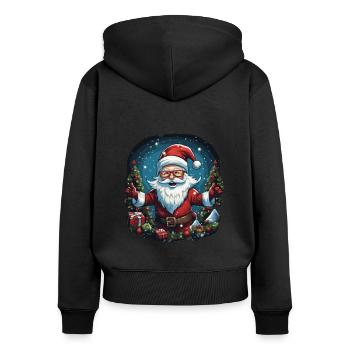 Lustiger Weihnachtsmann zu Weihnachten - Frauen Premium Bio Zip Hoodie - Schwarz - Hinten - Julia (174cm)