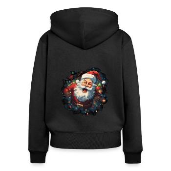 Lustiger Weihnachtsmann zu Weihnachten - Frauen Premium Bio Zip Hoodie - Schwarz - Hinten - Julia (174cm)