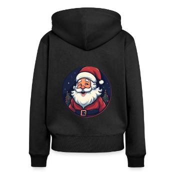 Lustiger Weihnachtsmann zu Weihnachten - Frauen Premium Bio Zip Hoodie - Schwarz - Hinten - Julia (174cm)