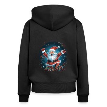 Lustiger Weihnachtsmann zu Weihnachten - Frauen Premium Bio Zip Hoodie - Schwarz - Hinten - Julia (174cm)