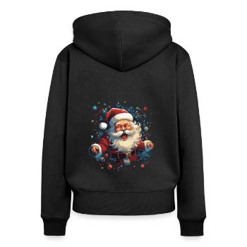 Lustiger Weihnachtsmann zu Weihnachten - Frauen Premium Bio Zip Hoodie - Schwarz - Hinten - Julia (174cm)