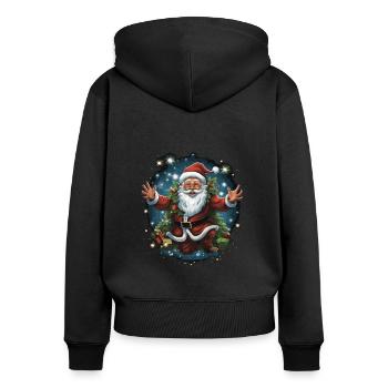Lustiger Weihnachtsmann zu Weihnachten - Frauen Premium Bio Zip Hoodie - Schwarz - Hinten - Julia (174cm)