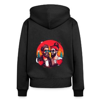 LGBT Gay Valentinstag Idee für Schwule - Frauen Premium Bio Zip Hoodie - Schwarz - Hinten - Julia (174cm)